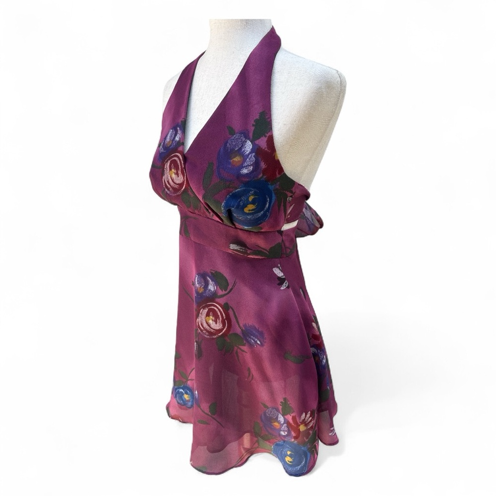 XOXO Maroon/ mauve/ purple  Floral Halter Dress